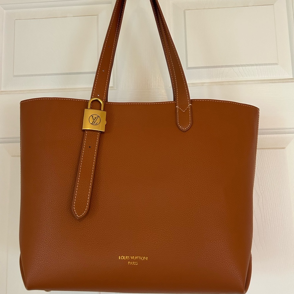 Brown leather tote
